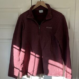 Columbia Men's Quarter Zip Pullover in Burgundy